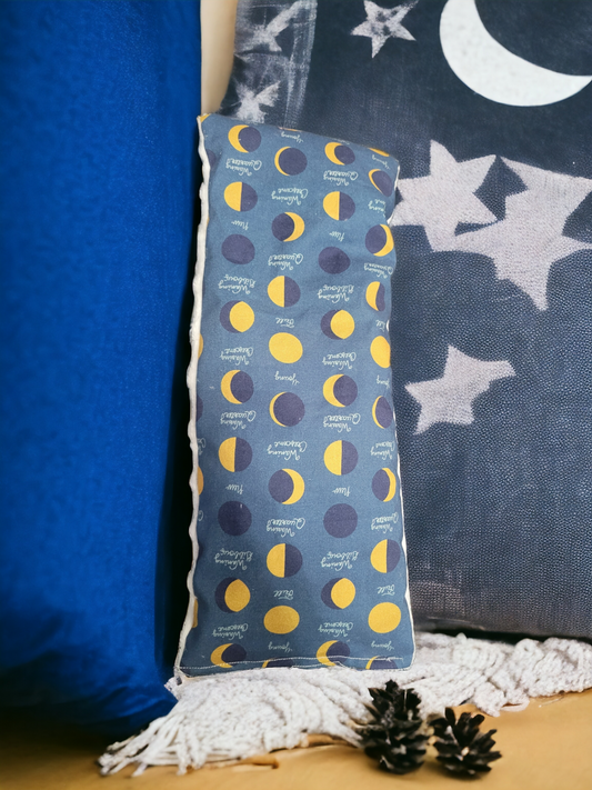 Compresse chaude-froide allongée - Lune jaune & fond bleu - 13 x 5po (sac chauffant)